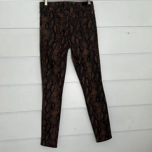 NWOT Paige Wax Coated Brown Snakeskin Print Hoxton Ultra Skinny Jeans Size 29 - Picture 7 of 13